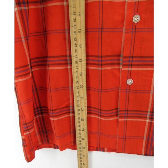 VINTAGE Val Mark Shirt Large Sanforized Button Up Plaid 70s Rockabilly * - Picture 6 of 15